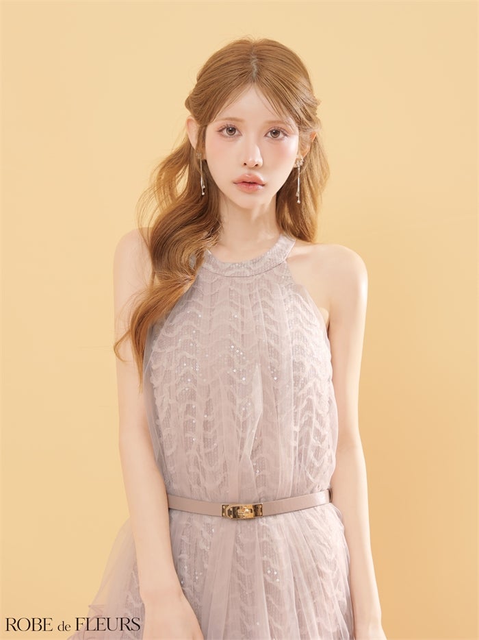 ROBE de FLEURS ローブドフルール 【XSサイズあり】 レーススパンコールチュールミニキャバドレス fm3497-c
