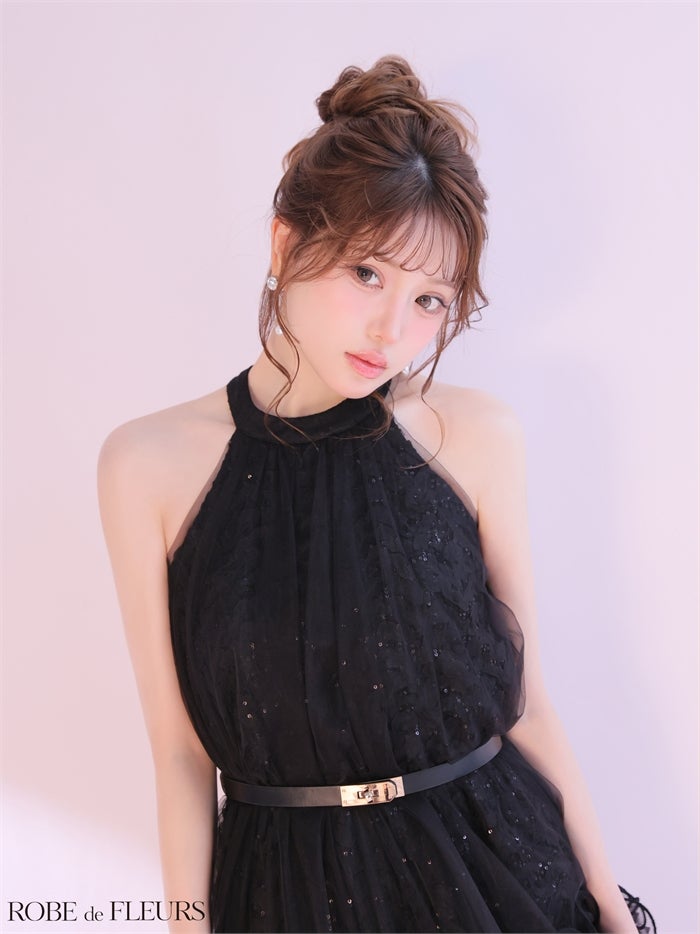 ROBE de FLEURS ローブドフルール 【XSサイズあり】 レーススパンコールチュールミニキャバドレス fm3497-c