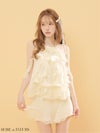 ROBE de FLEURS ローブドフルール 【XSサイズあり】 ローズモチーフホルターフレアセットアップミニキャバドレス fm4912-c