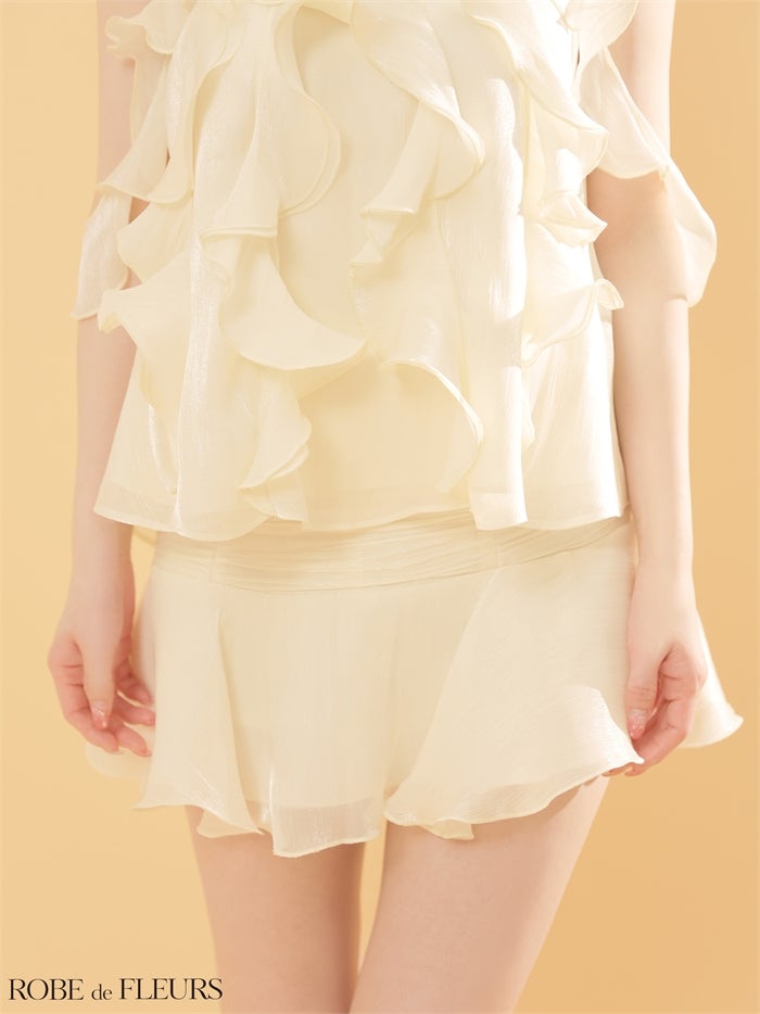 ROBE de FLEURS ローブドフルール 【XSサイズあり】 ローズモチーフホルターフレアセットアップミニキャバドレス fm4912-c