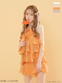 ROBE de FLEURS ローブドフルール 【XSサイズあり】 ローズモチーフホルターフレアセットアップミニキャバドレス fm4912