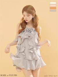 ROBE de FLEURS ローブドフルール 【XSサイズあり】 ローズモチーフホルターフレアセットアップミニキャバドレス fm4912