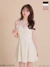  ROBE de FLEURS ローブドフルール 【XSサイズあり】フラワーレースリボンフレアミニキャバドレス fm4911