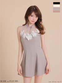ROBE de FLEURS ローブドフルール 【XSサイズあり】フラワーレースリボンフレアミニキャバドレス fm4911