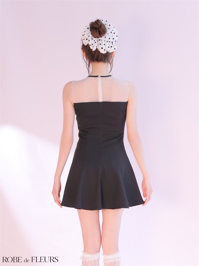 ROBE de FLEURS ローブドフルール 【XSサイズあり】フラワーレースリボンフレアミニキャバドレス fm4911