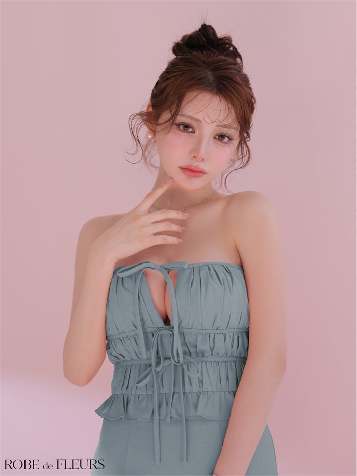 ROBE de FLEURS ローブドフルール 【XSサイズあり】 バストカットギャザーセットアップタイトミニキャバドレス fm4650