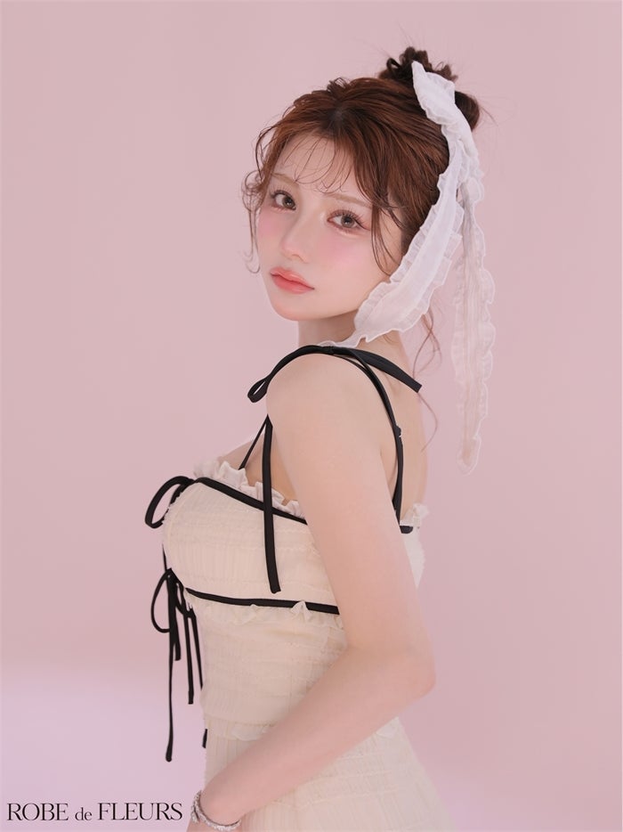 ROBE de FLEURS ローブドフルール 【XSサイズあり】 スパンコールギャザーリボンセットアップミニキャバドレス fm4366