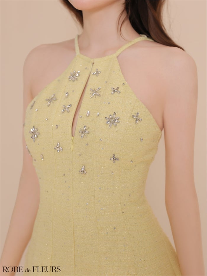 ROBE de FLEURS ローブドフルール 【XSサイズあり】ホルタービジューラメツイードミニキャバドレス fm4362