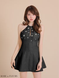 ROBE de FLEURS ローブドフルール 【XSサイズあり】ホルタービジューラメツイードミニキャバドレス fm4362