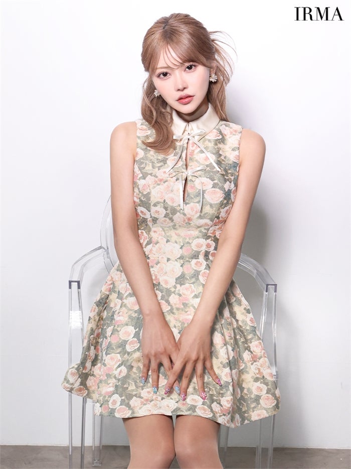 【5月下旬頃入荷予定】IRMA イルマ フラワー/ゴブラン/フレア ワンピース ir61130-c
