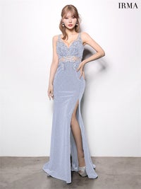 【5月下旬頃入荷予定】JEAN MACLEAN ラメニット/スリット入り/LongDress/ロングドレス ir61142-c