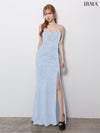 【5月下旬頃入荷予定】JEAN MACLEAN ニットスパンコール/レース/スリット入り/ロングドレス ir61143-c