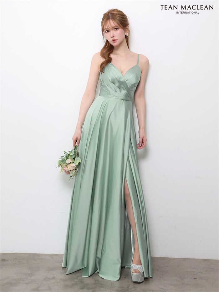 【5月下旬頃入荷予定】JEAN MACLEAN サテン/スリット入り/ロングドレス ir61146-c
