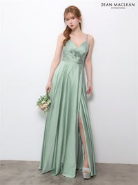 【5月下旬頃入荷予定】JEAN MACLEAN サテン/スリット入り/ロングドレス ir61146-c