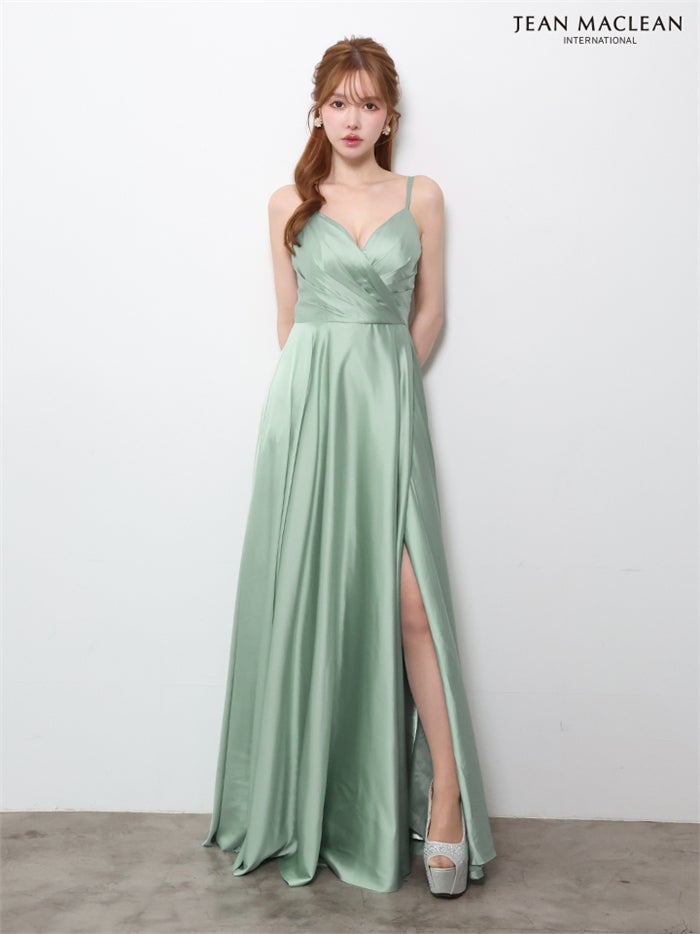 【5月下旬頃入荷予定】JEAN MACLEAN サテン/スリット入り/ロングドレス ir61146-c