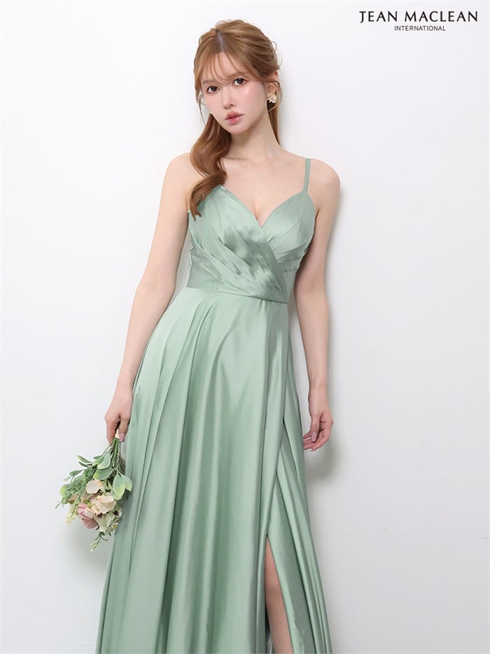 【5月下旬頃入荷予定】JEAN MACLEAN サテン/スリット入り/ロングドレス ir61146-c