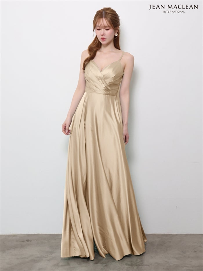 【5月下旬頃入荷予定】JEAN MACLEAN サテン/スリット入り/ロングドレス ir61146-c