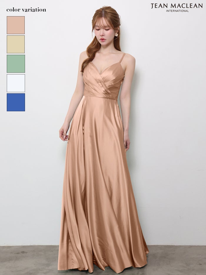 【5月下旬頃入荷予定】JEAN MACLEAN サテン/スリット入り/ロングドレス ir61146-c