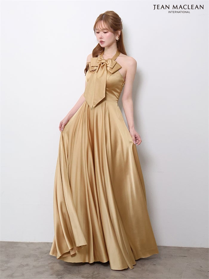 【5月下旬頃入荷予定】JEAN MACLEAN サテン/リボン付き/ロングドレス ir61147-c