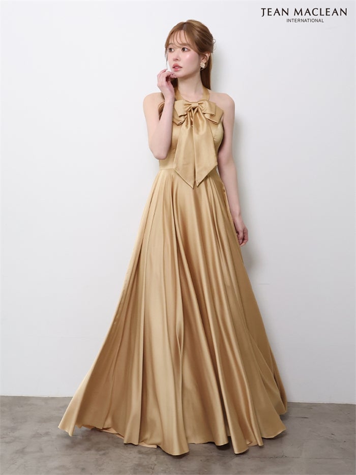 【5月下旬頃入荷予定】JEAN MACLEAN サテン/リボン付き/ロングドレス ir61147-c