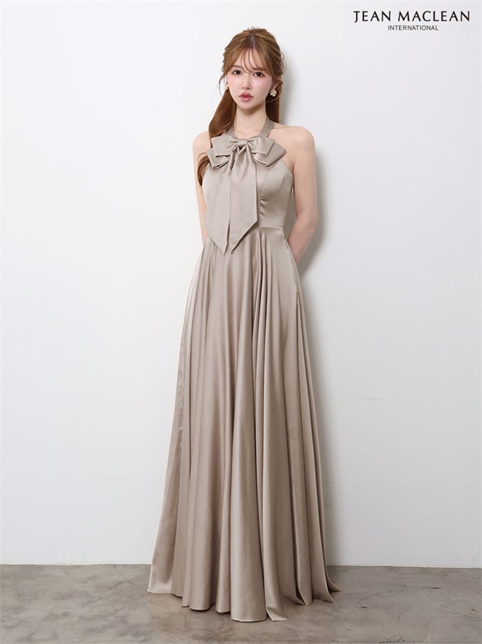【5月下旬頃入荷予定】JEAN MACLEAN サテン/リボン付き/ロングドレスir61147-c