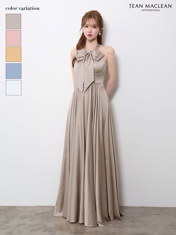 【5月下旬頃入荷予定】JEAN MACLEAN サテン/リボン付き/ロングドレス ir61147-c
