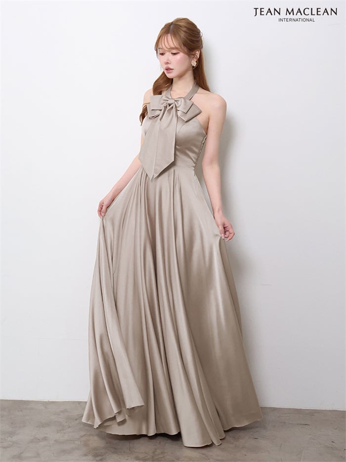 【5月下旬頃入荷予定】JEAN MACLEAN サテン/リボン付き/ロングドレス ir61147-c