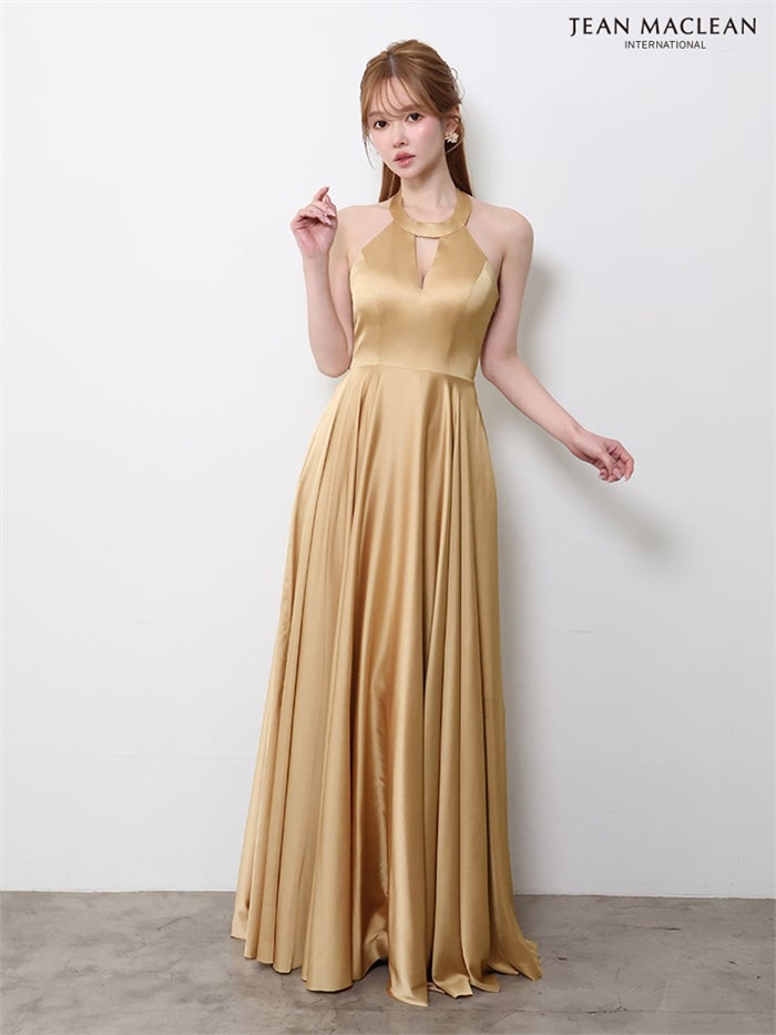 【5月下旬頃入荷予定】JEAN MACLEAN サテン/リボン付き/ロングドレス ir61147-c