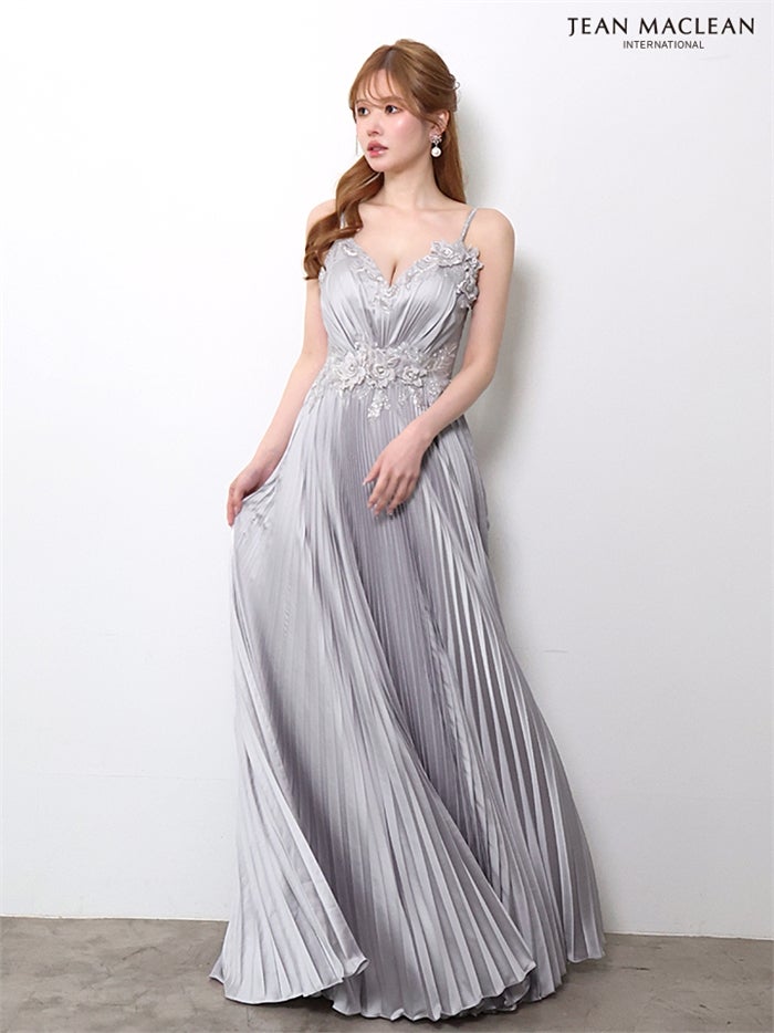 【5月下旬頃入荷予定】JEAN MACLEAN サテン/プリーツスカート/ロングドレスir61148-c