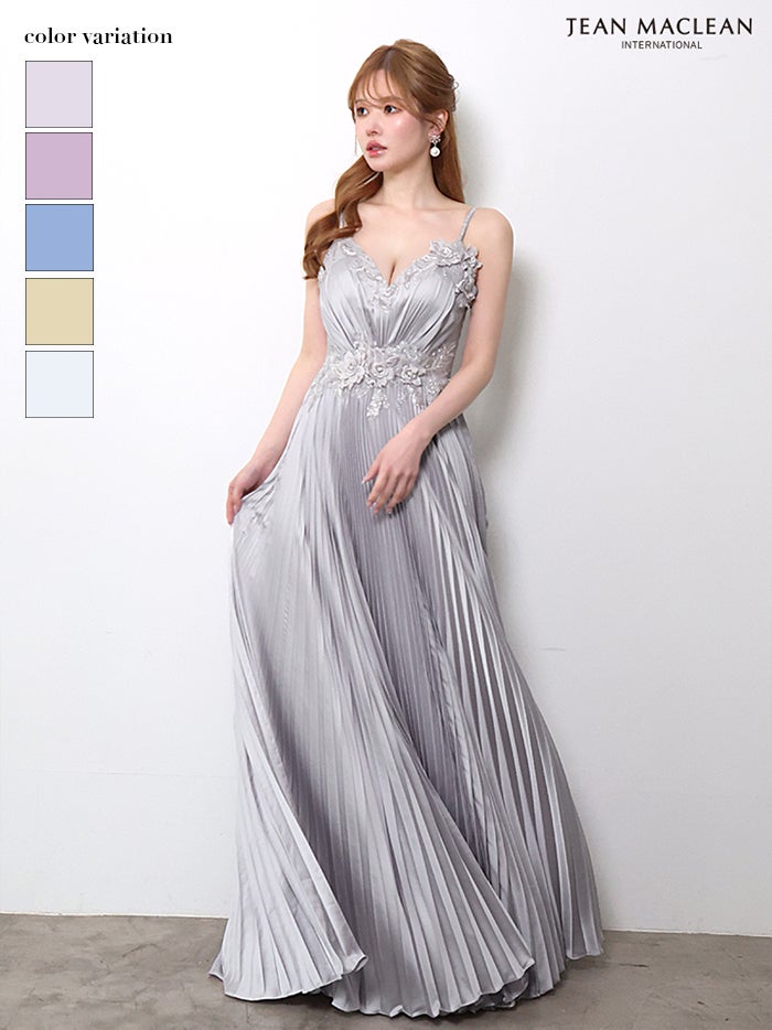 【5月下旬頃入荷予定】JEAN MACLEAN サテン/プリーツスカート/ロングドレスir61148-c
