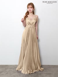 【5月下旬頃入荷予定】JEAN MACLEAN サテン/プリーツスカート/ロングドレスir61148-c