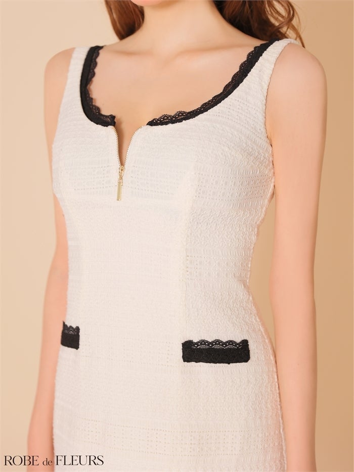 ROBE de FLEURS ローブドフルール 【XSサイズあり】 クロシェニットレース台形ミニキャバドレス fm4669