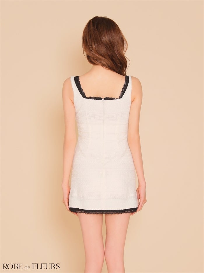 ROBE de FLEURS ローブドフルール 【XSサイズあり】 クロシェニットレース台形ミニキャバドレス fm4669