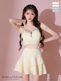 ROBE de FLEURS ローブドフルール アシンメトリーリボンティアードフリルミニキャバドレス fm3777
