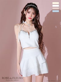 ROBE de FLEURS ローブドフルール アシンメトリーリボンティアードフリルミニキャバドレス fm3777