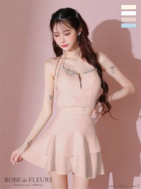 ROBE de FLEURS ローブドフルール アシンメトリーリボンティアードフリルミニキャバドレス fm3777