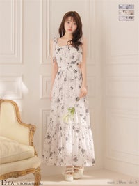  DEA. ディア バイ ローブドフルール 【XSサイズあり】フラワーシフォンサイドカットロングキャバドレス de4653
