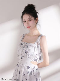  DEA. ディア バイ ローブドフルール 【XSサイズあり】フラワーシフォンサイドカットロングキャバドレス de4653