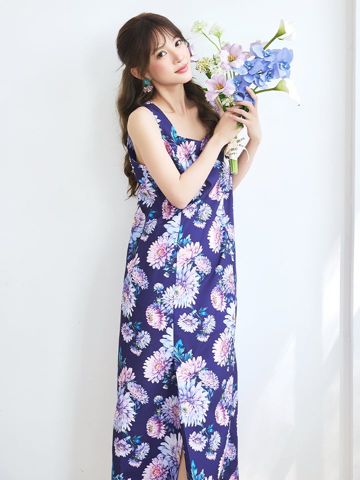 【4点セット】Malymoon マリームーン 藤色ロマン淡華2way浴衣 mlyk-26-10330