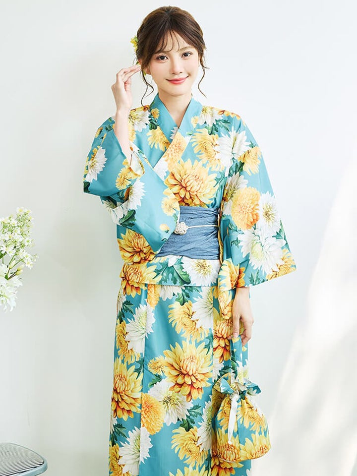 【4点セット】Malymoon マリームーン 淡黄菊ニュアンス2way浴衣 mlyk-26-10332