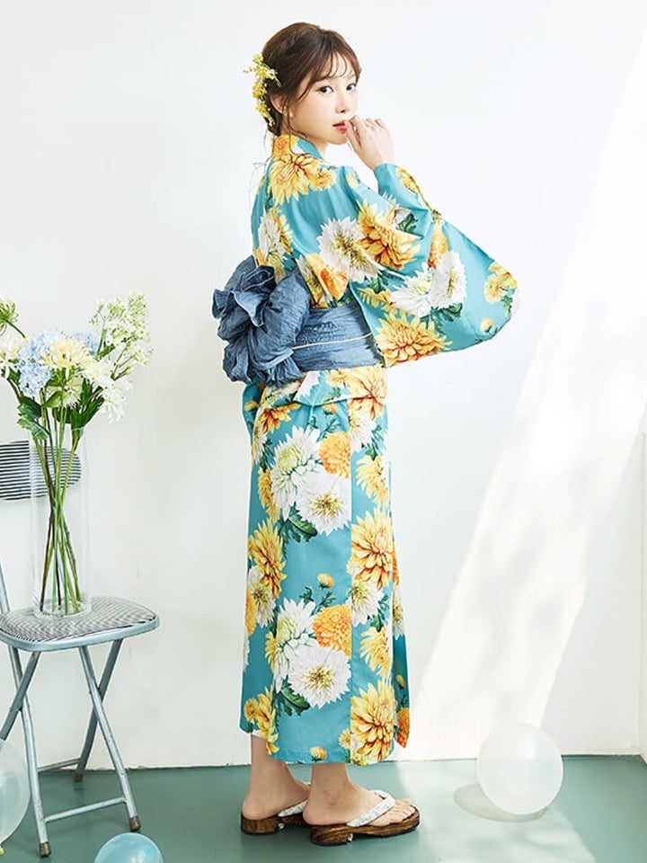 【4点セット】Malymoon マリームーン 淡黄菊ニュアンス2way浴衣 mlyk-26-10332