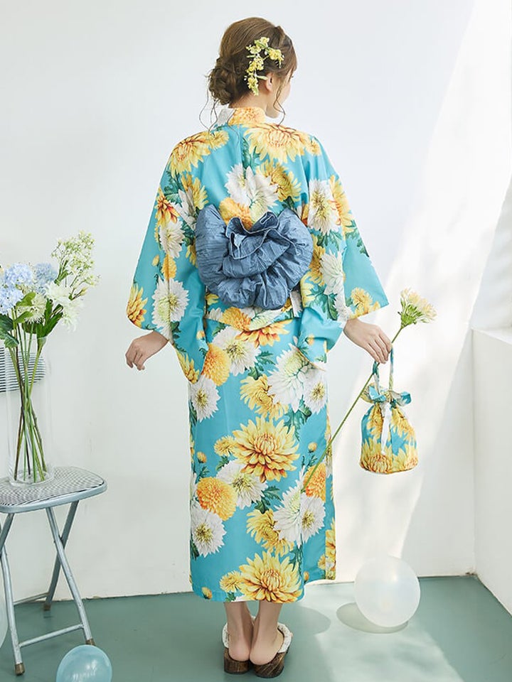 【4点セット】Malymoon マリームーン 淡黄菊ニュアンス2way浴衣 mlyk-26-10332