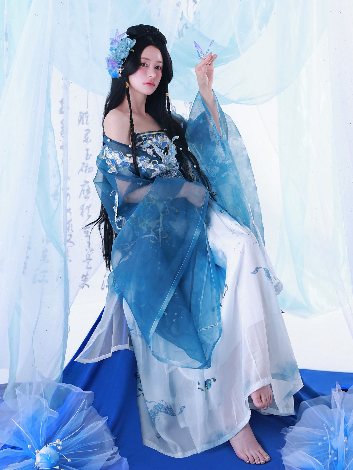 【4点セット】晴藍｜中国コスプレ・漢服衣装 天女 ブルー vcsot-26012