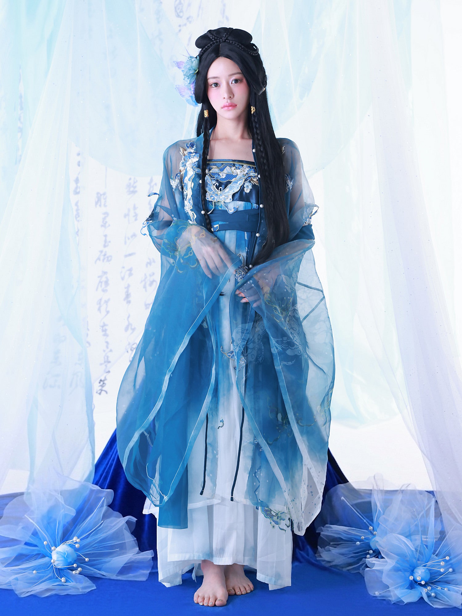 【4点セット】晴藍｜中国コスプレ・漢服衣装 天女 ブルー vcsot-26012