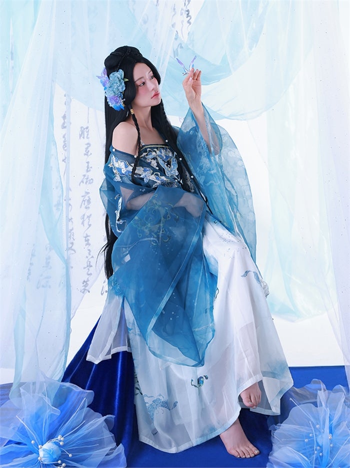 【4点セット】晴藍｜中国コスプレ・漢服衣装 天女 ブルー vcsot-26012