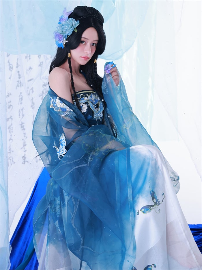 【4点セット】晴藍｜中国コスプレ・漢服衣装 天女 ブルー vcsot-26012