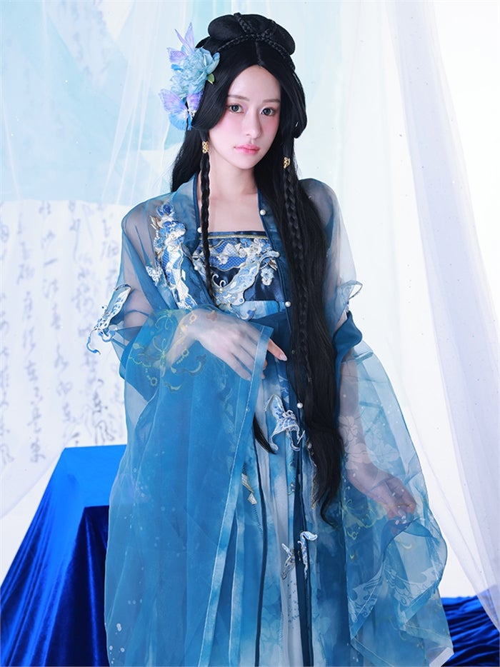 【4点セット】晴藍｜中国コスプレ・漢服衣装 天女 ブルー vcsot-26012