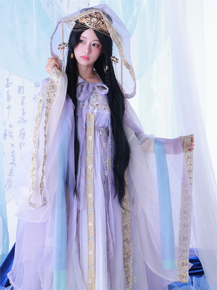 【10点セット】紫煙｜中国コスプレ・漢服衣装 天女 ラベンダー vcsot-26013-1