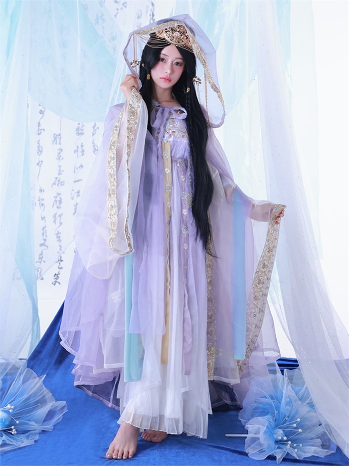 【10点セット】紫煙｜中国コスプレ・漢服衣装 天女 ラベンダー vcsot-26013-1