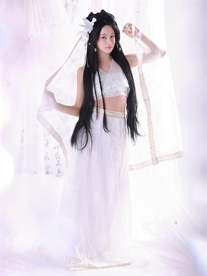 【3点セット】茉莉｜中国コスプレ・漢服衣装 天女 ホワイト vcsot-26014